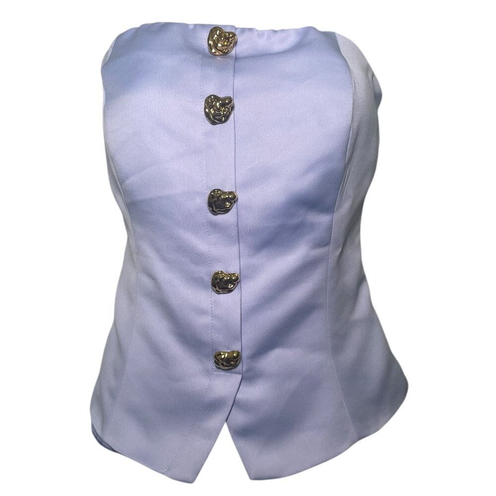 Endless Rose Strapless Lavender Button Front Top … - image 3